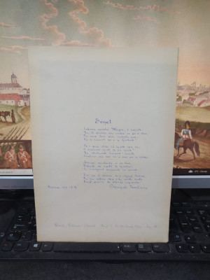 Cincinat Pavelescu, 1 poezie scrisă de m&amp;acirc;nă de un admirator, c. 1930, Sonet, 082 foto