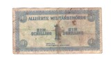 Bancnota Austria 1 schilling 1944, emisa de Aliati, circulata, uzata, patata