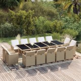 vidaXL Set mobilier de exterior cu perne, 15 piese, bej, poliratan 3095597