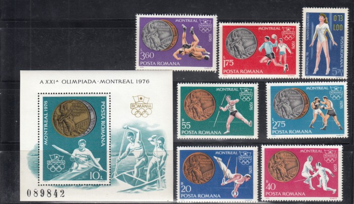 ROMANIA 1976 LP 923 LP 924 MONTREAL SERIE+ COLITA DANTELATA MNH