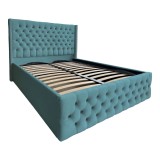 Pat Matrimonial Allegria tapitat cu somiera rabatabila diverse dimensiuni, culoare verde marin - 160x200