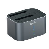 Stație de andocare, Connectland DOCK-CNL-GDPD07T-SIL, Docking Station, USB V 3.0 pentru hard disk SATA 3,5 inchi/2,5 inchi gri