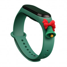 Strap Xmas Wristband for Xiaomi Mi Band 4 Mi Band 3 Christmas Silicone Strap Bracelet Dark Green (Bell) foto