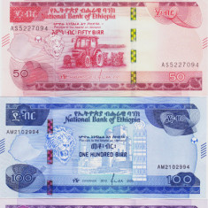 Bancnota Etiopia 10, 50, 100 si 200 Birr 2020 - PNew UNC ( set x4 )