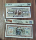 REPRODUCERE pe hartie cu filigran si fire UV proiect bancnota 1000 lei 1945