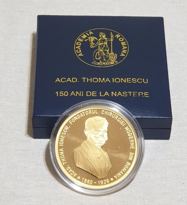 Medicina Farmacie Chirurgie Medalia Academician THOMA IONESCU - Medalie in cutie