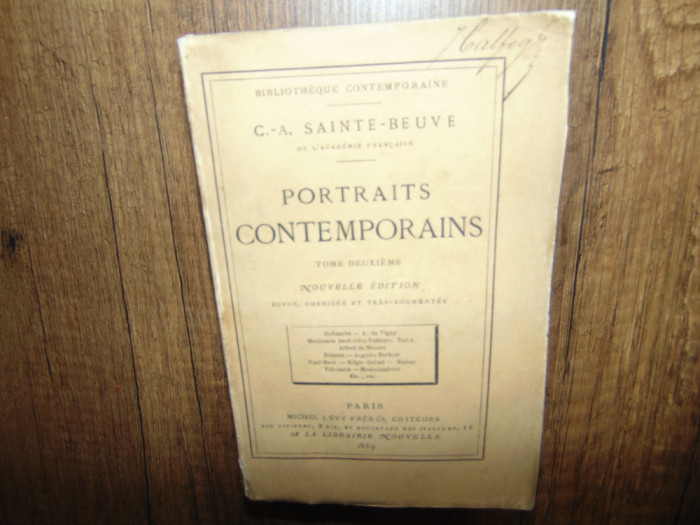 Portraits Contemporains -Sainte Beuve 1869