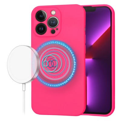Husa silicon iPhone 13 Pro Techsuit SoftFlex MagSafe, fucsia foto