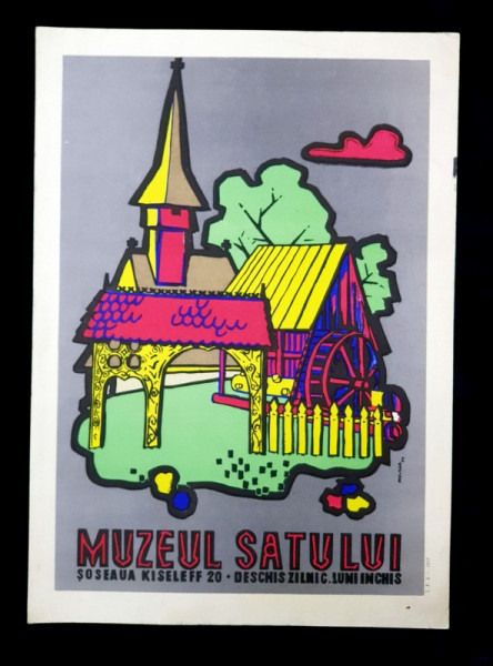 CROMOLITOGRAFIE , AFIS , RECLAMA LA MUZEUL SATULUI . 1957