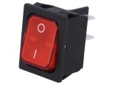 Comutator Rocker DPST ON-OFF 10A 250V Roșu IP40 230V