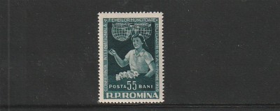 TIMBRE ROMANIA LP 409 1956 CONFERINTA NATIONALA A FEMEILOR BUDAPESTA NESTAMPILATA foto