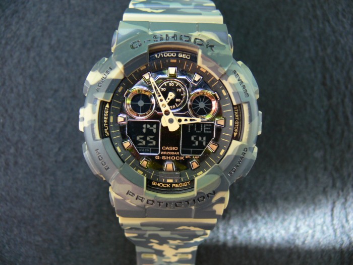 Ceas Sport Casio G-SHOCK GA-100 -ARMY Camouflage NOU CRONOGRAF ACTIV ! VERDE !