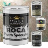 Kit Complet Pietra Spaccata/Piatra Sparta, Roca, 15 kg, Fondo Quarzato 1L, Vivo Perlato 1L, Glitter Argento 135 ml - Toro Decor
