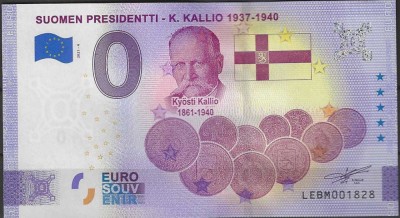!!! 0 EURO SOUVENIR - FINLANDA , PRESEDINTELE K. KALLIO - 2021.4 - UNC foto