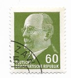 Germania Democrata - Walter Ulbricht - Valoare noua, 1964 - obliterat