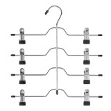 Umeras Metalic cu Clips 4 Spatii, 32.5x38 cm, Pantaloni/Fuste, Organizator Dulap Metalic Rezistent