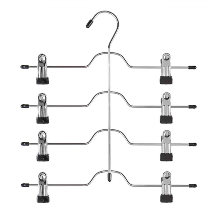 Umeraș Metalic cu Clips, 4 Spații, 32.5x38 cm