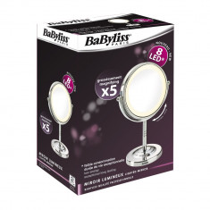 Oglinda cosmetica iluminata BaByliss 8435E, Led, 11 cm, Baterii, Alb foto