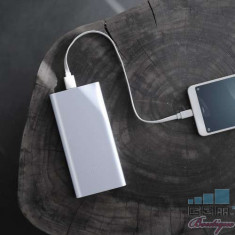 Acumulator Extern iPhone iPad Samsung Huawei Xiaomi Power Bank Dual USB 10000mAh Argintiu foto