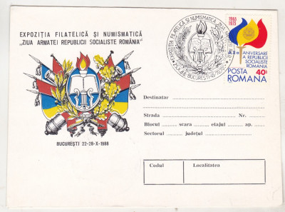 bnk fil Plic ocazional Expofil si numismatica Ziua Armatei RSR Bucuresti 1988 foto