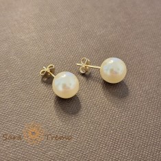 Cercei Perla Classica , placati aur 18K, Brazilia