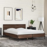 Cumpara ieftin Cadru de pat, stejar maro, 160x200 cm, lemn prelucrat și metal