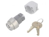 Comutator Rotativ cu Cheie 22mm 2 Poziții Argintiu