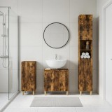 Cumpara ieftin Set de cabinet pentru baie cu 3 piese ARNHEM Stejar fumuriu