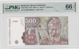 ROMANIA 500 lei 1991 PMG 66 Gem Unc