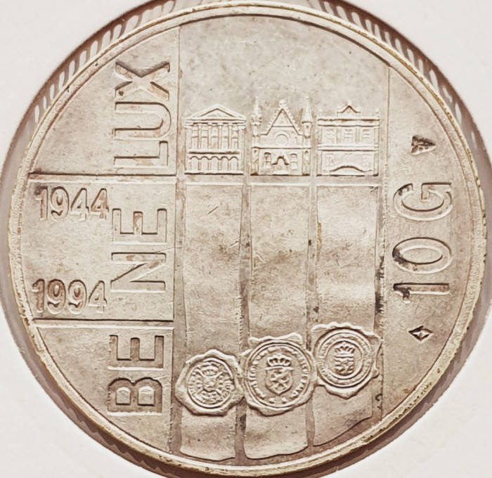 1935 Olanda 10 Gulden 1994 Beatrix (BE-NE-LUX Treaty) km 216 argint