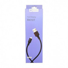 CABLU DE DATE RO&MAN RX10T, USB LA TYPE-C, 2A, 1M, NEGRU, BLISTER