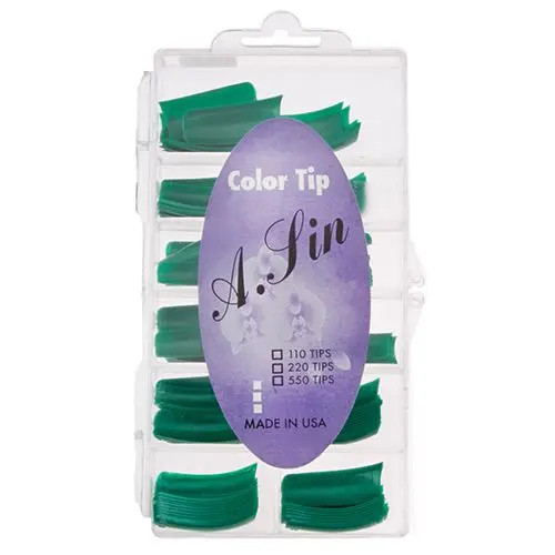 Tipsuri colorate, cutie 110 buc., nr. 0-10 &ndash; verde