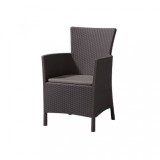 Scaun gradina Curver Iowa maro, cu perna taupe, ratan, plastic, rezistent UV, 62x60x89cm