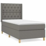 Cumpara ieftin Pat box spring cu saltea, gri inchis, 80x200 cm, textil