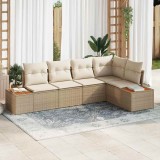 vidaXL Set de canapele pentru grădină cu pernă 5 pcs Bej Rattan poli 3348087