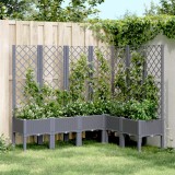 Jardiniera gradina cu spalier Gossi, gri, 160x120x142cm, PP, aspect ratan, ideala legume, flori, plante cataratoare. Protectie buruieni &amp; daunatori