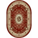 Covor Oval Model Lotos 568-210, Marime 80 x 150 cm, Grena, Rosu, Inaltime Fir 8 mm, Antialergic, Polipropilena, Living, Dormitor, Sufragerie, Birou