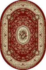 Covor Oval Model Lotos 568-210, Marime 80 x 150 cm, Grena, Rosu, Inaltime Fir 8 mm, Antialergic, Polipropilena, Living, Dormitor, Sufragerie, Birou