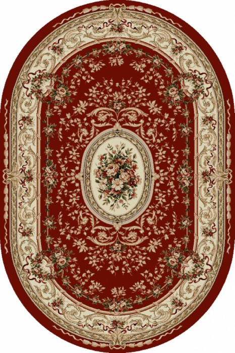 Covor Oval Model Lotos 568-210, Marime 80 x 150 cm, Grena, Rosu, Inaltime Fir 8 mm, Antialergic, Polipropilena, Living, Dormitor, Sufragerie, Birou
