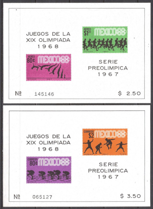 MEXIC 1967 SPORT J.O. DE VARA ( 2 colite nedantelate ) MNH
