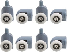 Set 8 role pentru usa de dus, Alama/Plastic, 4 45x34 mm, Albastru