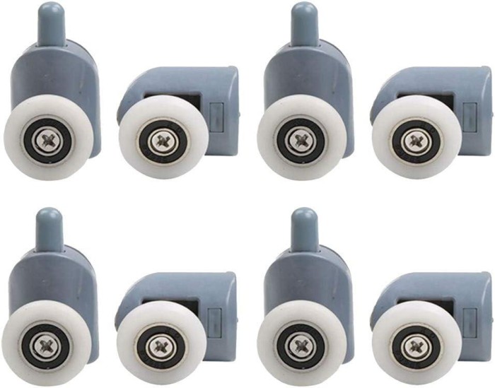 Set 8 role pentru usa de dus, Alama/Plastic, 4 45x34 mm, Albastru