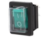 &Icirc;ntrerupător Rocker DPST 16A/250VAC Verde - Model 1350
