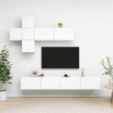 Cumpara ieftin Set dulapuri TV, 7 piese, alb, lemn prelucrat