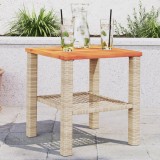 Masa gradina vidaXL, 40x40x42cm, poliratan bej &amp; lemn acacia, rezistenta UV