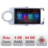 Navigatie Toyota Yaris 2010-2018 E-YARIS10 Octa Core cu Android Radio Bluetooth Internet GPS WIFI DSP 4+64GB 4G CarStore Technology