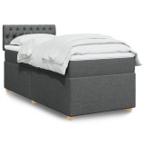 Gossi pat box spring cu saltea, gri inchis, 90x190 cm, textil