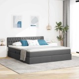 Cumpara ieftin Pat cu saltea si spatiu de depozitare Gri inchis 180 x 200 cm