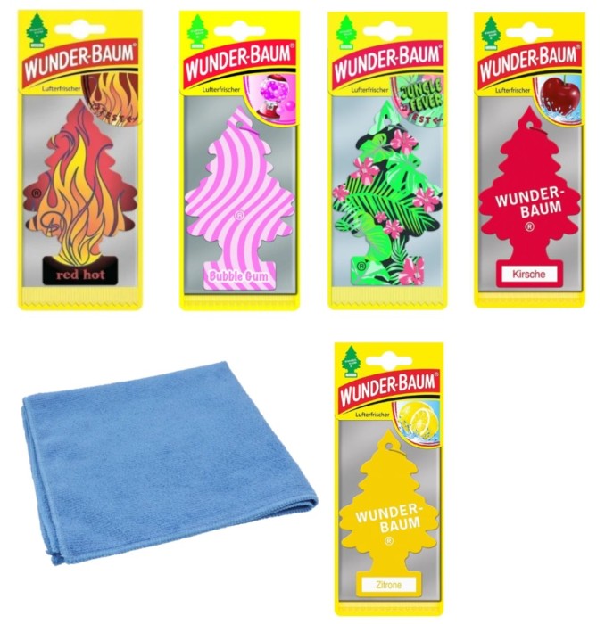 Set 5 braduti odorizant Wunder-Baum Mix Arome si Laveta Microfibra 30x40cm