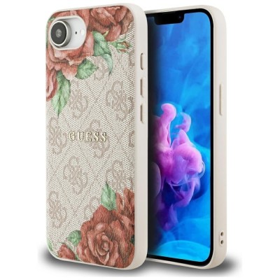 Husa originala Guess iPhone 16e Hardcase 4G Flower Print MagSafe, roz, GUHMPSE4P4ROPEMCP foto